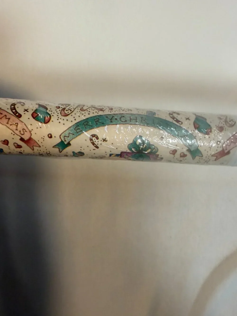 Vtg Christmas Wrapping Paper Roll NOS Sealed Teddy Bear Retro Gift Wrap 45 SqF